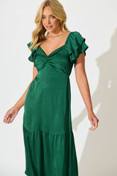 Emerald Green Satin Maxi Gown